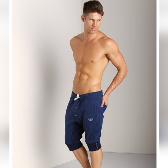 James TudorEaton Button Fly Sweat Short Navy - Picture 1 of 11